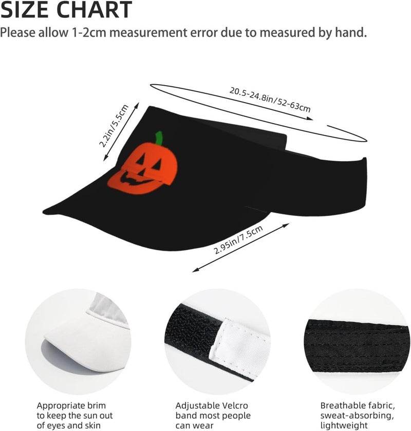 PRTYABS Halloween Pumpkin Face Pattern Sun Visor Hat for Men Women Visor Adjustable Cap for Running, Golf - Image 4